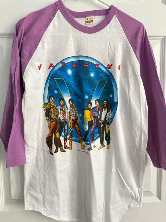 Screen Stars Other - The Jacksons Victory Tour Vintage 80s 1984 Shirt Purple and White Raglan T-Shirt
